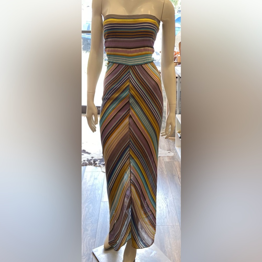 Missoni Strapless Multicolor Chevron Maxi Dress
